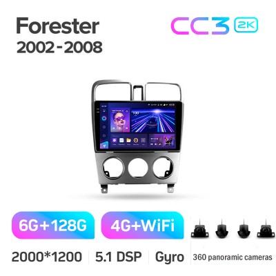 Штатна магнітола Teyes CC3 6+128 Gb з коловим оглядом 360° Subaru Forester SG 2002-2008 9" 2k