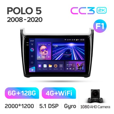 Штатна магнітола Teyes CC3 6+128 Gb Volkswagen POLO 5 (F1) 2008-2020 9" 2k