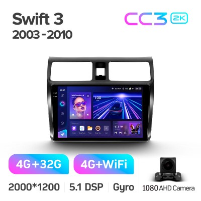 Штатна магнітола Teyes CC3 4+32 Gb Suzuki Swift 3 2003-2010 10" 2k