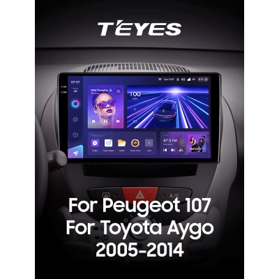 Штатна магнітола Teyes CC3 4+64 Gb Peugeot 107 Toyota Aygo 2005-2014 10" 2k