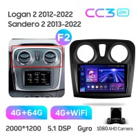 Штатна магнітола Teyes CC3 4+64 Gb Renault Logan 2 2012-2022 Sandero 2 2013-2022 (F2) (B) 9" 2k (L1)
