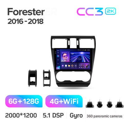 Штатна магнітола Teyes CC3 6+128 Gb з коловим оглядом 360° Subaru Forester SJ 2015-2018 9" 2k