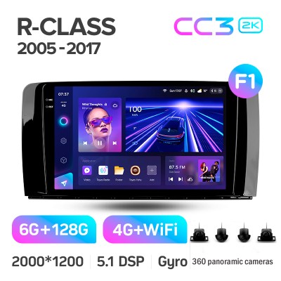 Штатна магнітола Teyes CC3 6+128 Gb з коловим оглядом 360° Mercedes Benz R-Class W251 R280 R300 R320 2005-2017 (F1) 9" 2k