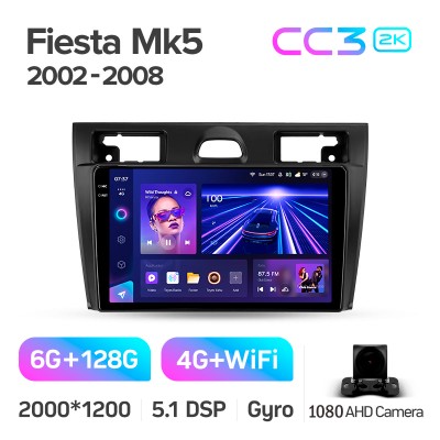 Штатна магнітола Teyes CC3 6+128 Gb Ford Fiesta Mk VI 5 Mk5 2002 - 2008 9" 2k