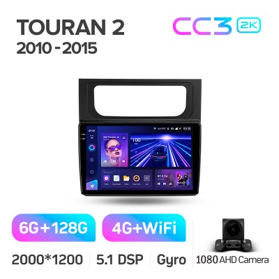 Штатна магнітола Teyes CC3 6+128 Gb Volkswagen Touran 2 1T 2010-2015 10" 2k