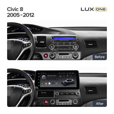 Штатна магнітола Teyes LUX ONE 6+128 Gb Honda Civic 8 FK FN FD 2005-2012 12.3" (L1)