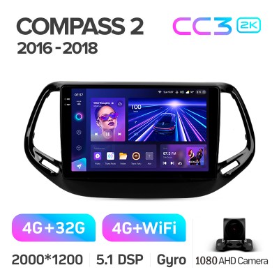 Штатна магнітола Teyes CC3 4+32 Gb Jeep Compass 2 MP 2016-2018 10" 2k