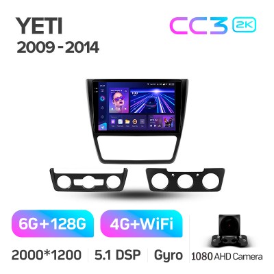Штатна магнітола Teyes CC3 6+128 Gb Skoda Yeti 5L 2009-2014 10" 2k