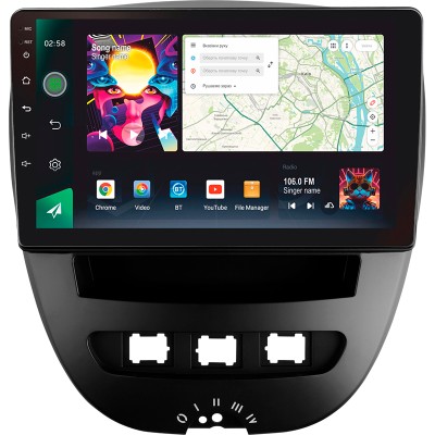 Штатна магнітола SIGMA PRO 10464 ANDROID 10 4+64 Gb 4G DSP Peugeot 107 Toyota Aygo 2005-2014 10"