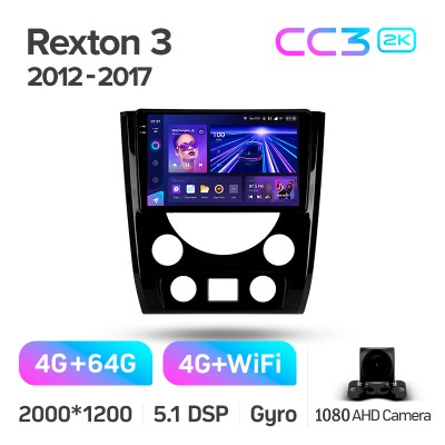 Штатна магнітола Teyes CC3 4+64 Gb SsangYong Rexton Y290 III 3 2012-2017 9" 2k