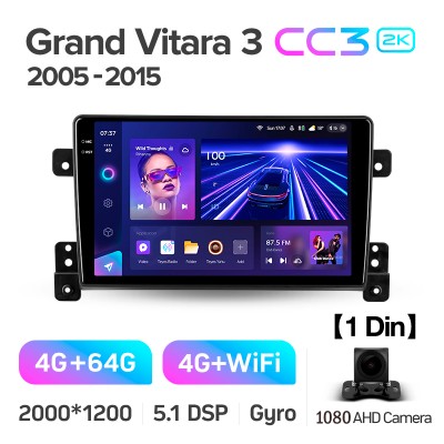 Штатна магнітола Teyes CC3 4+64 Gb Suzuki Grand Vitara 3 (1 Din) 2005-2015 9" 1din 2k