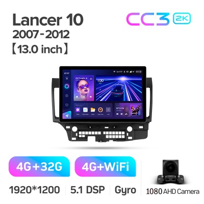 Штатна магнітола Teyes CC3 4+32 Gb Mitsubishi Lancer 10 CY 2007-2012 (B) 13" 2k