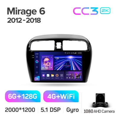 Штатна магнітола Teyes CC3 6+128 Gb Mitsubishi Mirage 6 2012-2018 9" 2k