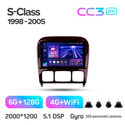 Штатна магнітола Teyes CC3 6+128 Gb з коловим оглядом 360° Mercedes Benz S-Class W220 VV220 1998-2005 9" 2k (L1)