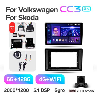 Штатна магнітола Teyes CC3 6+128 Gb Volkswagen Universal For Volkswagen Bora/Golf 6/Passat/Scirocco/Sharan/Touran For Skoda Octavia/Fabia 2 PQ 10" 2k