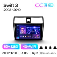 Штатна магнітола Teyes CC3 6+128 Gb з коловим оглядом 360° Suzuki Swift 3 2003-2010 10" 2k