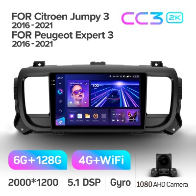 Штатна магнітола Teyes CC3 6+128 Gb Citroen Jumpy III 3 SpaceTourer 1 / Peugeot Expert III 3 2016-2021 9" 2k (L1)