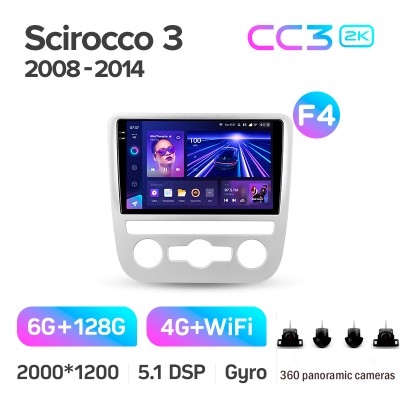 Штатна магнітола Teyes CC3 6+128 Gb з коловим оглядом 360° Volkswagen Scirocco 3 III Mk3 2008-2014 (F4) 9" 2k
