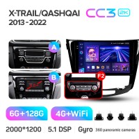 Штатна магнітола Teyes CC3 6+128 Gb з коловим оглядом 360° Nissan X-Trail X Trail 3 T32 2013-2022- (F2) Automatic air conditioning (AB) 10" 2k