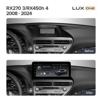 Штатна магнітола Teyes LUX ONE 6+128 Gb з коловим оглядом 360° Lexus RX270 3 RX450h 3 AL10 2008-2015 RX450h 4 AL20 (B1) 2015-2024 12.3" (L3)