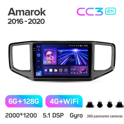 Штатна магнітола Teyes CC3 6+128 Gb з коловим оглядом 360° Volkswagen Amarok 1 2016-2020 9" 2k (L1)