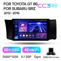 Штатна магнітола Teyes CC3 6+128 Gb Toyota GT 86 For Subaru BRZ (Left hand drive) 2012-2016 9" 2k