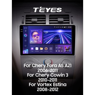Штатна магнітола Teyes CC3 6+128 Gb з коловим оглядом 360° Chery Fora A5 A21 2006-2010 Cowin 3 A21 2010-2011 Vortex Estina 2008-2012 9" 2k