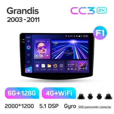Штатна магнітола Teyes CC3 6+128 Gb з коловим оглядом 360° Mitsubishi Grandis 1 2003-2010 (F1) 9" 2k