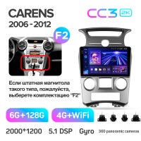 Штатна магнітола Teyes CC3 6+128 Gb з коловим оглядом 360° Kia Carens UN 2006-2012 (F2) 9" 2k