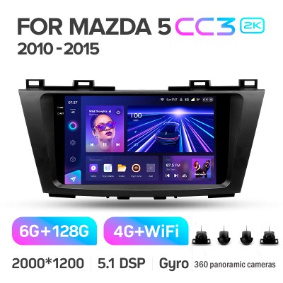 Штатна магнітола Teyes CC3 6+128 Gb з коловим оглядом 360° Mazda 5 3 CW 2010-2015 9" 2k