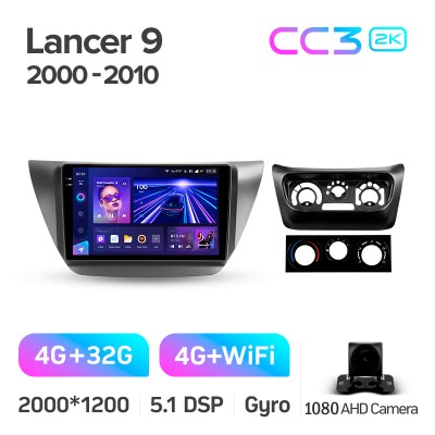 Штатна магнітола Teyes CC3 4+32 Gb Mitsubishi Lancer 9 CS 2000-2010 9" 2k