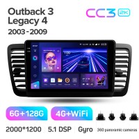 Штатна магнітола Teyes CC3 6+128 Gb з коловим оглядом 360° Subaru Outback 3 Legacy 4 2003-2009 9" 2k
