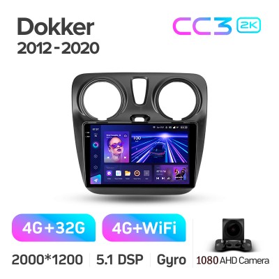 Штатна магнітола Teyes CC3 4+32 Gb Renault Dokker 2012-2020 9" 2k