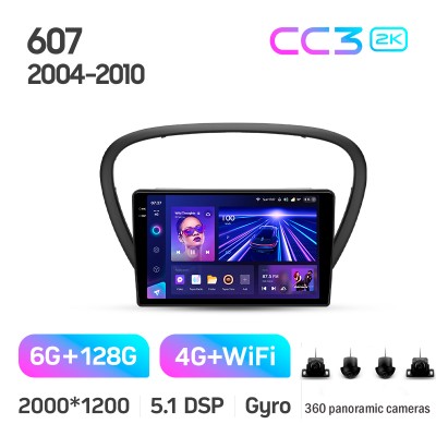 Штатна магнітола Teyes CC3 6+128 Gb з коловим оглядом 360° Peugeot 607 2004-2010 9" 2k (L1)